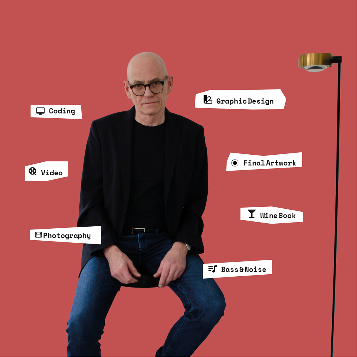 Laurentius sitting on a stool